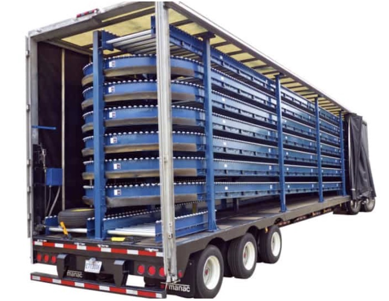 Ultimation-specialty tire and wheel trailer conveyor systems